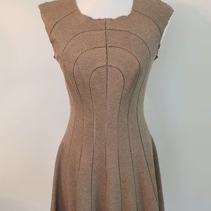 Issa Ribbed Stretch Knit Dress Taupe, (6) Reg $866